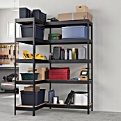 Regalux Eckregal (H x B x T: 180 x 131 x 40 cm, Traglast pro Boden: 210 kg, Anzahl Böden: 10 Stk., Stecken, Schwarz) | BAUHAUS