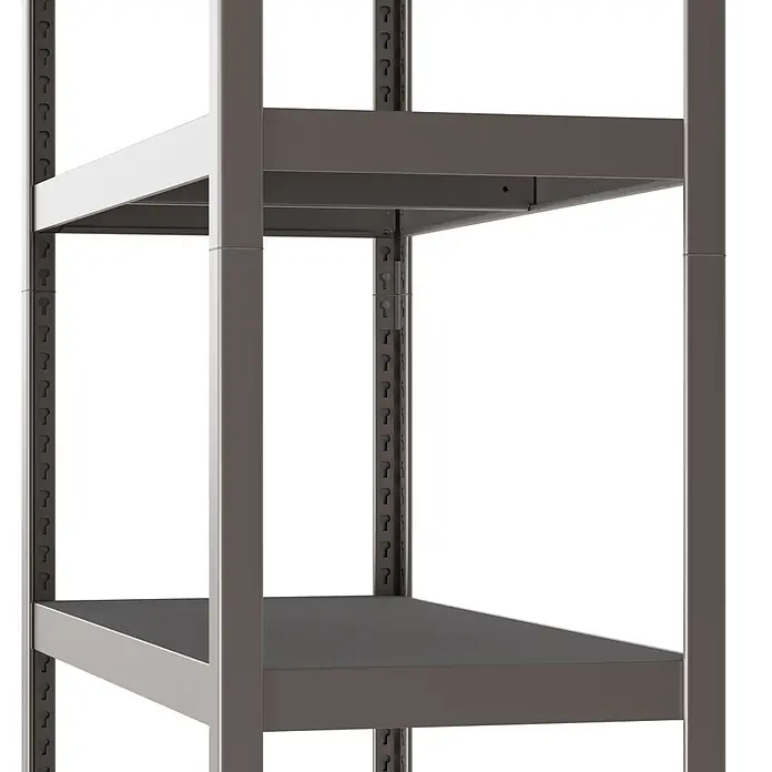 Metallregal - H x B x T: 180 x 100 x 45 cm, Traglast pro Boden: 200 kg, Anzahl Böden: 5 Stk., Stecken, Graphit - Verstellbares graues Metallregal mit Schlüsselloch-Pfosten zur einfachen Montage und Anpassung.