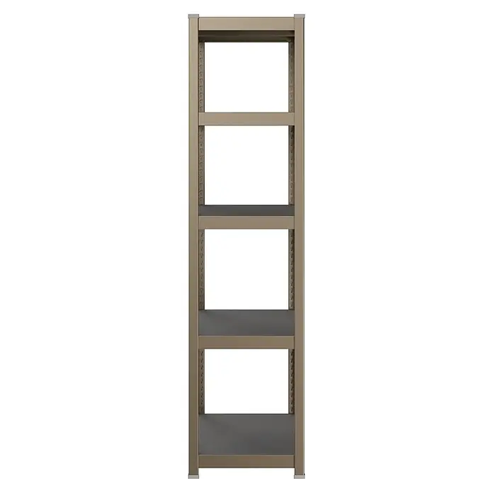 Metallregal - H x B x T: 180 x 100 x 45 cm, Traglast pro Boden: 200 kg, Anzahl Böden: 5 Stk., Stecken, Kupfer - Fünfstöckiges Metallregal in Beige mit dunkelgrauen Ablageflächen zur Aufbewahrung.