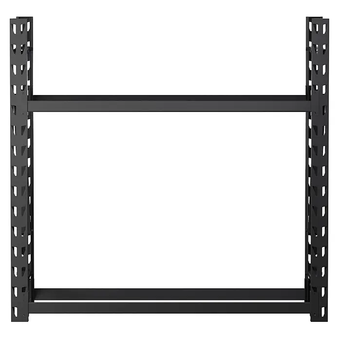 Metallregal - H x B x T: 118 x 118 x 40 cm, Anzahl Träger: 2 Stk., Stecken, Schwarz - Schwarzes Metallregal mit zwei verstellbaren Ablagen.