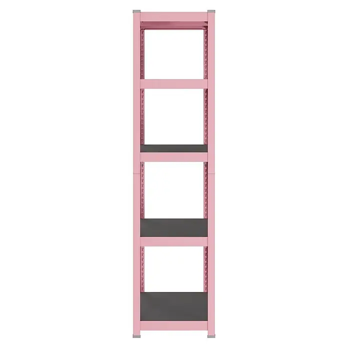Metallregal - H x B x T: 180 x 100 x 45 cm, Traglast pro Boden: 200 kg, Anzahl Böden: 5 Stk., Stecken, Pink - Rosa Metallregal mit fünf verstellbaren grauen Ablagen zur Aufbewahrung.