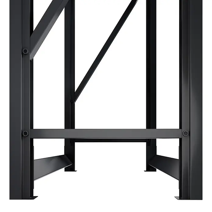 Metallregal - H x B x T: 118 x 118 x 40 cm, Anzahl Träger: 2 Stk., Stecken, Schwarz - Schwarzes Metallgestell mit Stützstreben und Schraubverbindungen.
