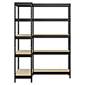 Regalux Eckregal (H x B x T: 180 x 131 x 40 cm, Traglast pro Boden: 210 kg, Anzahl Böden: 10 Stk., Stecken, Schwarz) | BAUHAUS