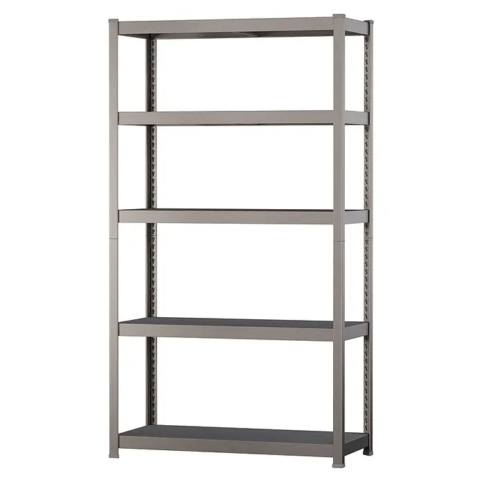 Metallregal - H x B x T: 180 x 100 x 45 cm, Traglast pro Boden: 200 kg, Anzahl Böden: 5 Stk., Stecken, Graphit - Fünfstöckiges, graues Metallregal mit verstellbaren Böden zur Lagerung.
