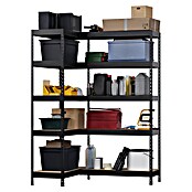 Regalux Eckregal (H x B x T: 180 x 131 x 40 cm, Traglast pro Boden: 210 kg, Anzahl Böden: 10 Stk., Stecken, Schwarz) | BAUHAUS