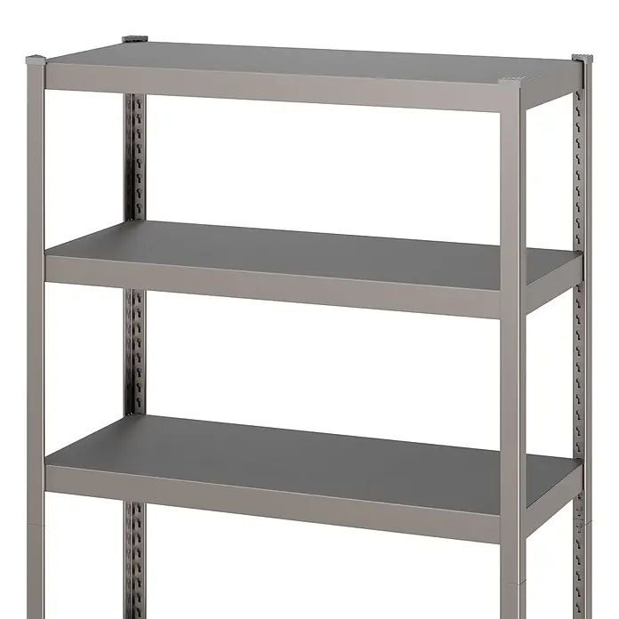 Metallregal - H x B x T: 180 x 100 x 45 cm, Traglast pro Boden: 200 kg, Anzahl Böden: 5 Stk., Stecken, Graphit - Graues Metall-Lagerregal mit drei verstellbaren Einlegeböden.