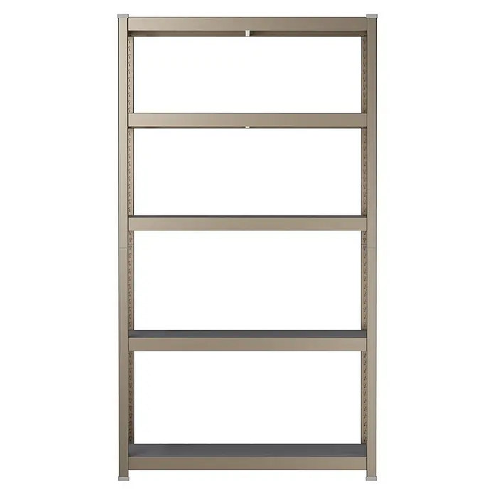 Metallregal - H x B x T: 180 x 100 x 45 cm, Traglast pro Boden: 200 kg, Anzahl Böden: 5 Stk., Stecken, Kupfer - Fünfbödiges Regal aus beigefarbenem Metall.