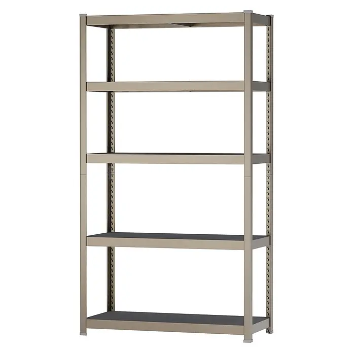 Metallregal - H x B x T: 180 x 100 x 45 cm, Traglast pro Boden: 200 kg, Anzahl Böden: 5 Stk., Stecken, Kupfer - Helles beigefarbenes Metallregal mit fünf Ablagen zur Aufbewahrung und Organisation.