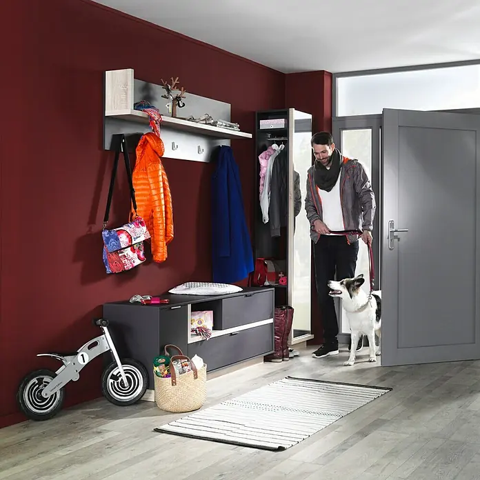 CS Schmal Garderobenpaneel My Ell - L x B x H: 22 x 86 x 50 cm, Weiß - Einladender Eingangsbereich mit Garderobe, Bank, Spiegel und Accessoires. Perfekt organisiert und stilvoll gestaltet.