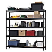 Regalux Metalen stellingkast Rivet Atlas (H x B x D: 180 x 180 x 40 cm, Draagvermogen per legbord: 230 kg, Aantal legborden: 5 st., Insteken, Zwart) | BAUHAUS