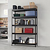 Regalux Metalen stellingkast Rivet Atlas (H x B x D: 180 x 120 x 40 cm, Draagvermogen per legbord: 230 kg, Aantal legborden: 5 st., Insteken, Grafietgrijs) | BAUHAUS
