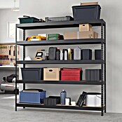 Regalux Metalen stellingkast Rivet Atlas (H x B x D: 180 x 180 x 40 cm, Draagvermogen per legbord: 230 kg, Aantal legborden: 5 st., Insteken, Zwart) | BAUHAUS