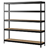 Regalux Metalen stellingkast Rivet Atlas (H x B x D: 180 x 180 x 40 cm, Draagvermogen per legbord: 230 kg, Aantal legborden: 5 st., Insteken, Zwart) | BAUHAUS