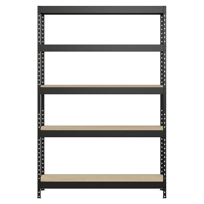 Regalux Metalen stellingkast Rivet Atlas (H x B x D: 180 x 120 x 40 cm, Draagvermogen per legbord: 230 kg, Aantal legborden: 5 st., Insteken, Grafietgrijs) | BAUHAUS