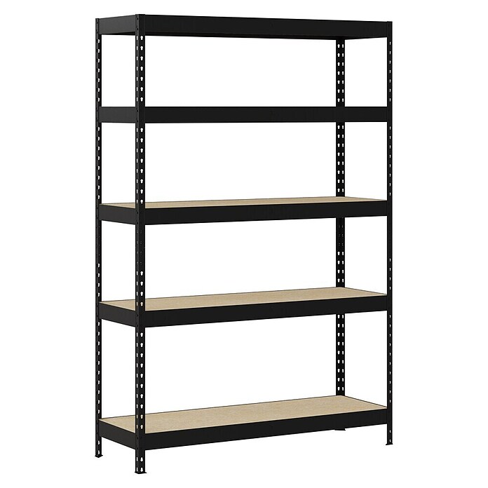 Regalux Metalen stellingkast Rivet Atlas (H x B x D: 180 x 120 x 40 cm, Draagvermogen per legbord: 230 kg, Aantal legborden: 5 st., Insteken, Grafietgrijs) | BAUHAUS