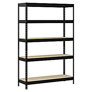 Regalux Metallregal Rivet Atlas (H x B x T: 180 x 120 x 40 cm, Traglast pro Boden: 230 kg, Anzahl Böden: 5 Stk., Stecken, Grau)