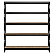 Regalux Metallregal Rivet Atlas (H x B x T: 180 x 160 x 40 cm, Traglast pro Boden: 250 kg, Anzahl Böden: 5 Stk., Stecken, Schwarz) | BAUHAUS
