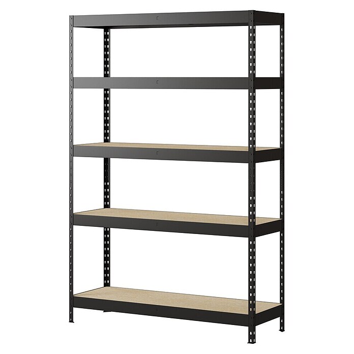 Regalux Metalen stellingkast Rivet Atlas (H x B x D: 180 x 120 x 40 cm, Draagvermogen per legbord: 230 kg, Aantal legborden: 5 st., Insteken, Grafietgrijs) | BAUHAUS