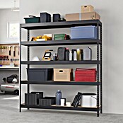 Regalux Metallregal Rivet Atlas (H x B x T: 180 x 160 x 40 cm, Traglast pro Boden: 250 kg, Anzahl Böden: 5 Stk., Stecken, Schwarz) | BAUHAUS