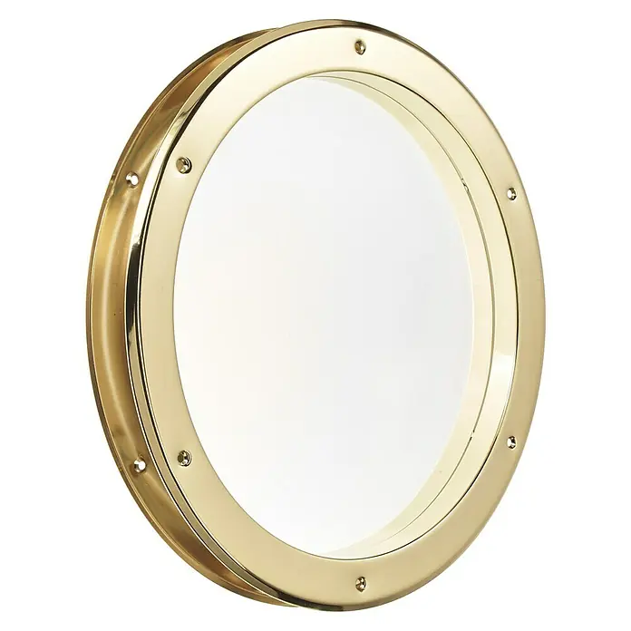 Mottez Bullauge - Metall, Gold, Optik Glas: Klarglas, Durchmesser: 39 cm - Goldenes Bullauge als dekoratives Wandelement. Das runde Objekt im maritimen Stil bringt stilvolles Flair in jeden Raum.