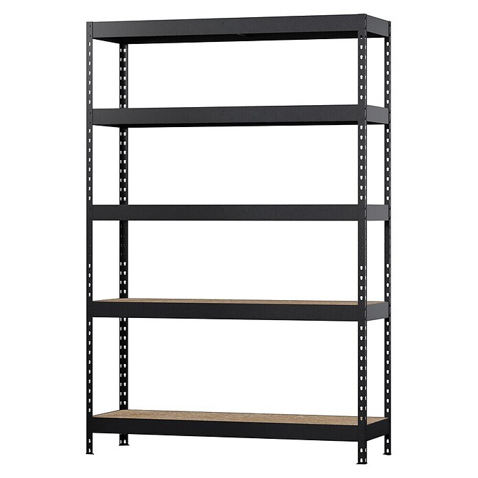 Regalux Metalen stellingkast Rivet Atlas (H x B x D: 180 x 120 x 40 cm, Draagvermogen per legbord: 230 kg, Aantal legborden: 5 st., Insteken, Grafietgrijs) | BAUHAUS