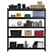 Regalux Metallregal Rivet Atlas (H x B x T: 180 x 160 x 40 cm, Traglast pro Boden: 250 kg, Anzahl Böden: 5 Stk., Stecken, Schwarz) | BAUHAUS