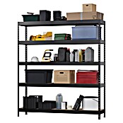 Regalux Metallregal Rivet Atlas (H x B x T: 180 x 160 x 40 cm, Traglast pro Boden: 250 kg, Anzahl Böden: 5 Stk., Stecken, Schwarz) | BAUHAUS