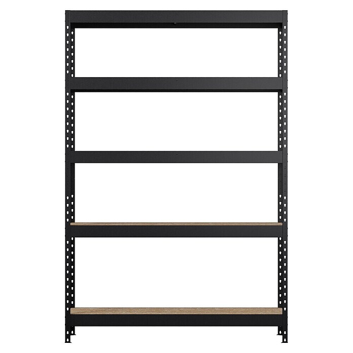 Regalux Metalen stellingkast Rivet Atlas (H x B x D: 180 x 120 x 40 cm, Draagvermogen per legbord: 230 kg, Aantal legborden: 5 st., Insteken, Grafietgrijs) | BAUHAUS
