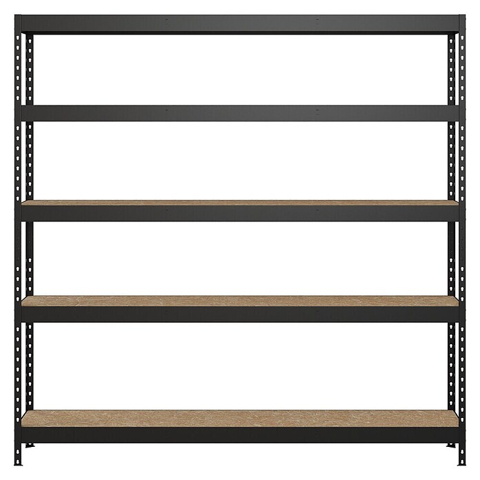 Regalux Metalen stellingkast Rivet Atlas (H x B x D: 180 x 180 x 40 cm, Draagvermogen per legbord: 230 kg, Aantal legborden: 5 st., Insteken, Zwart) | BAUHAUS