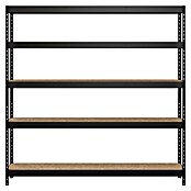 Regalux Metalen stellingkast Rivet Atlas (H x B x D: 180 x 180 x 40 cm, Draagvermogen per legbord: 230 kg, Aantal legborden: 5 st., Insteken, Zwart) | BAUHAUS