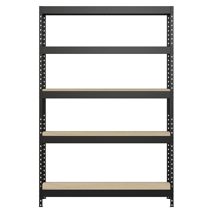 Regalux Metalen stellingkast Rivet Atlas (H x B x D: 180 x 120 x 40 cm, Draagvermogen per legbord: 230 kg, Aantal legborden: 5 st., Insteken, Grafietgrijs) | BAUHAUS