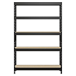 Regalux Metalen stellingkast Rivet Atlas (H x B x D: 180 x 120 x 40 cm, Draagvermogen per legbord: 230 kg, Aantal legborden: 5 st., Insteken, Grafietgrijs)