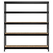 Regalux Metallregal Rivet Atlas (H x B x T: 180 x 160 x 40 cm, Traglast pro Boden: 250 kg, Anzahl Böden: 5 Stk., Stecken, Schwarz) | BAUHAUS