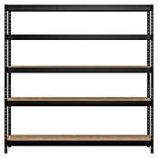 Regalux Metalen stellingkast Rivet Atlas (H x B x D: 180 x 180 x 40 cm, Draagvermogen per legbord: 230 kg, Aantal legborden: 5 st., Insteken, Zwart) | BAUHAUS