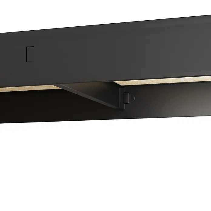 Regalux Metallregal Rivet Atlas - H x B x T: 180 x 180 x 40 cm, Traglast pro Boden: 230 kg, Anzahl Böden: 5 Stk., Stecken, Schwarz - Dunkelgraues Möbelteil mit integrierter warmer LED-Beleuchtung und sichtbarem Holzstruktur-Diffusor.