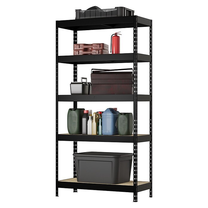 Regalux Metallregal Atlas (H x B x T: 180 x 90 x 40 cm, Traglast pro Boden: 230 kg, Anzahl Böden: 5 Stk., Stecken, Grau) | BAUHAUS