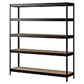Regalux Metallregal Rivet Atlas (H x B x T: 180 x 160 x 40 cm, Traglast pro Boden: 250 kg, Anzahl Böden: 5 Stk., Stecken, Schwarz) | BAUHAUS
