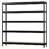 Regalux Metalen stellingkast Rivet Atlas (H x B x D: 180 x 180 x 40 cm, Draagvermogen per legbord: 230 kg, Aantal legborden: 5 st., Insteken, Zwart) | BAUHAUS