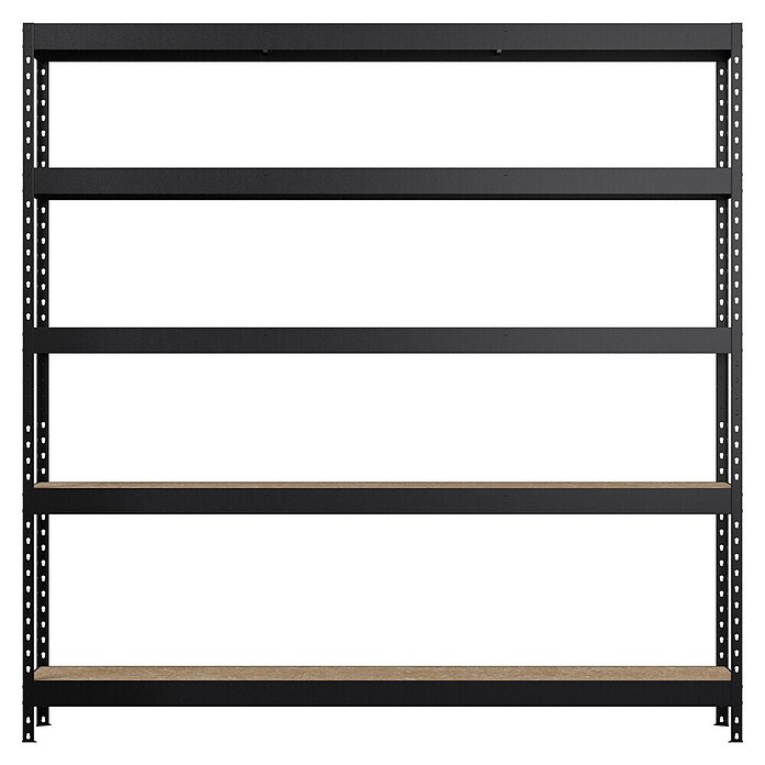 Regalux Metalen stellingkast Rivet Atlas (H x B x D: 180 x 180 x 40 cm, Draagvermogen per legbord: 230 kg, Aantal legborden: 5 st., Insteken, Zwart) | BAUHAUS