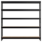 Regalux Metalen stellingkast Rivet Atlas (H x B x D: 180 x 180 x 40 cm, Draagvermogen per legbord: 230 kg, Aantal legborden: 5 st., Insteken, Zwart) | BAUHAUS