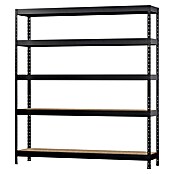Regalux Metallregal Rivet Atlas (H x B x T: 180 x 160 x 40 cm, Traglast pro Boden: 250 kg, Anzahl Böden: 5 Stk., Stecken, Schwarz) | BAUHAUS