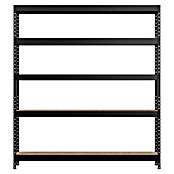 Regalux Metallregal Rivet Atlas (H x B x T: 180 x 160 x 40 cm, Traglast pro Boden: 250 kg, Anzahl Böden: 5 Stk., Stecken, Schwarz) | BAUHAUS