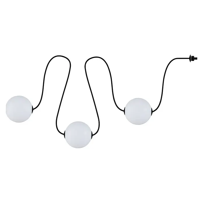 Paulmann Plug & Shine Erweiterungs-Set Naima Erweiterungsset - Länge: 1,7 m, Anzahl Leuchtmittel: 3 Stk., Warmweiß - Dekorative Lichterkette mit schwarzem Kabel und drei runden, weißen LED-Lampen.