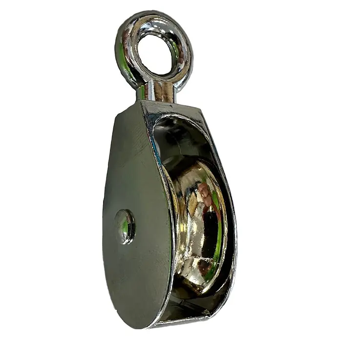 Stabilit Blockseilrolle - Einfach, Für Seildurchmesser: 10 mm - Glänzender, verchromter Einzel-Flaschenzug mit Ösenhaken zum Heben oder Führen von Seilen.