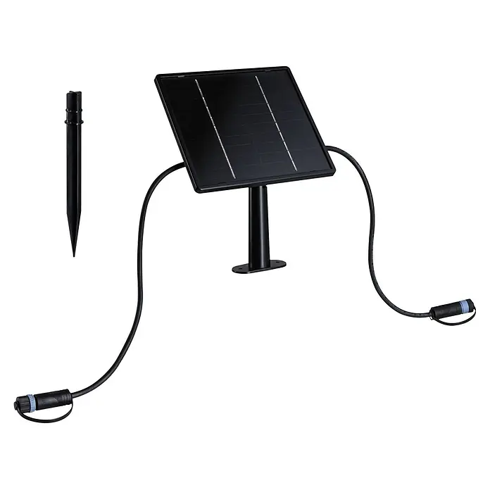 Paulmann Plug & Shine Solarmodul - L x B x H: 5,6 x 18,4 x 41,8 cm - Schwarzes Solarpanel mit Kabeln und Erdspieß zur Außenstromversorgung.