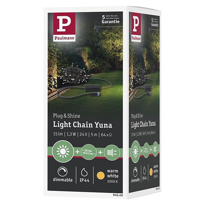 Paulmann Plug & Shine LED-Lichterkette Yuna (Außen, Warmweiß, Länge: 7,4 m) | BAUHAUS