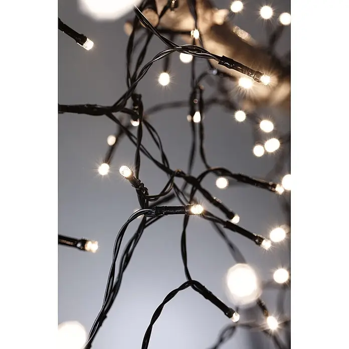 Paulmann Plug & Shine LED-Lichterkette Yuna - Außen, Warmweiß, Länge: 12,4 m - Warmweiße LED-Lichterkette mit schwarzen Drähten, viele helle Birnen mit sanftem Schein und sternförmigen Lichtblitzen.