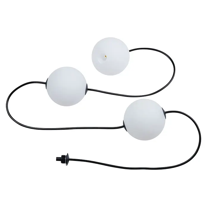 Paulmann Plug & Shine Erweiterungs-Set Naima Erweiterungsset - Länge: 1,7 m, Anzahl Leuchtmittel: 3 Stk., Warmweiß - Weiße kugelförmige Lichterkette mit schwarzem Kabel und Endstecker.