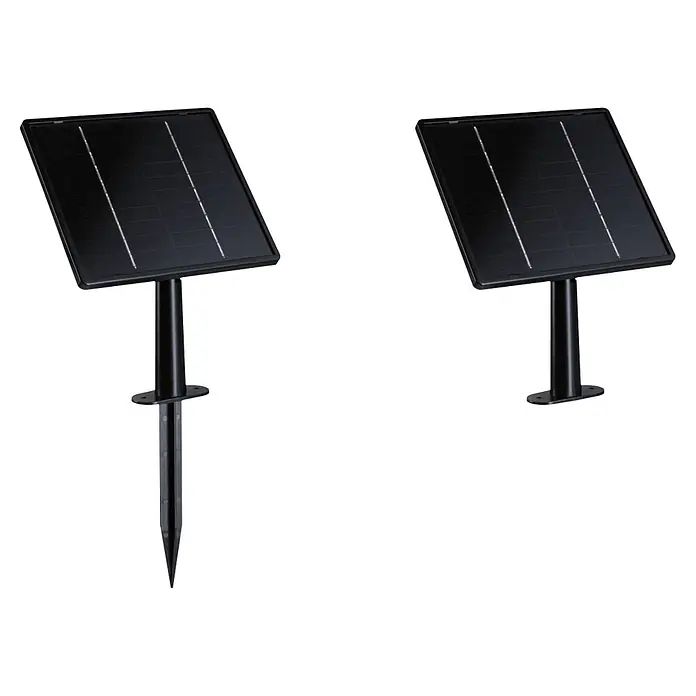 Paulmann Plug & Shine Solarmodul - L x B x H: 5,6 x 18,4 x 41,8 cm - Zwei schwarze Solarmodule; eines mit Erdspieß, eines mit flachem Sockel zur Montage.