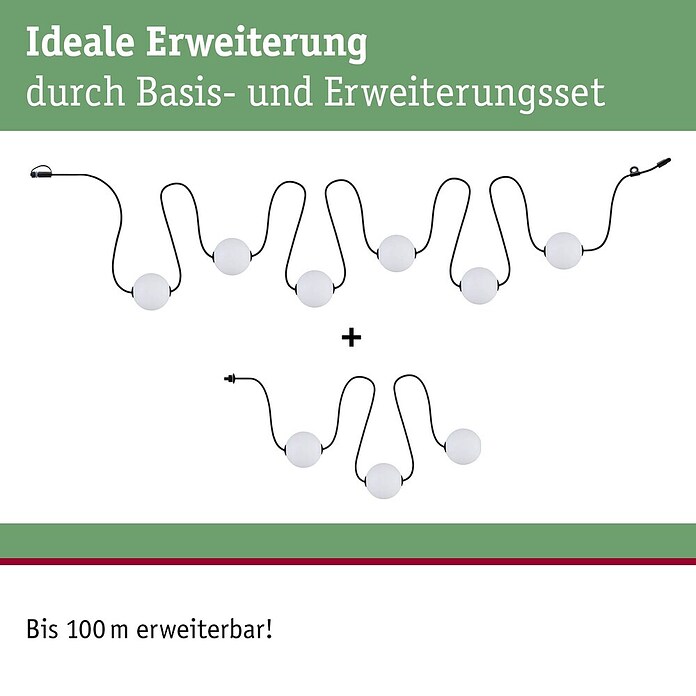 Paulmann Plug & Shine LED-Lichterkette Naima (Außen, Warmweiß, Anzahl Leuchtmittel: 6 Stk., Länge: 5,8 m, Netzbetrieben) | BAUHAUS